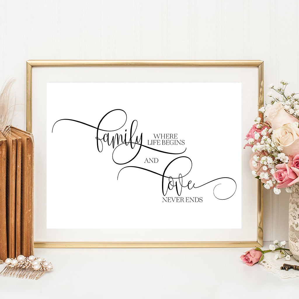 Family Where Life Begins and Love Never Ends Print