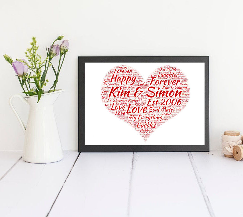 Personalised Love Heart Word Art Print