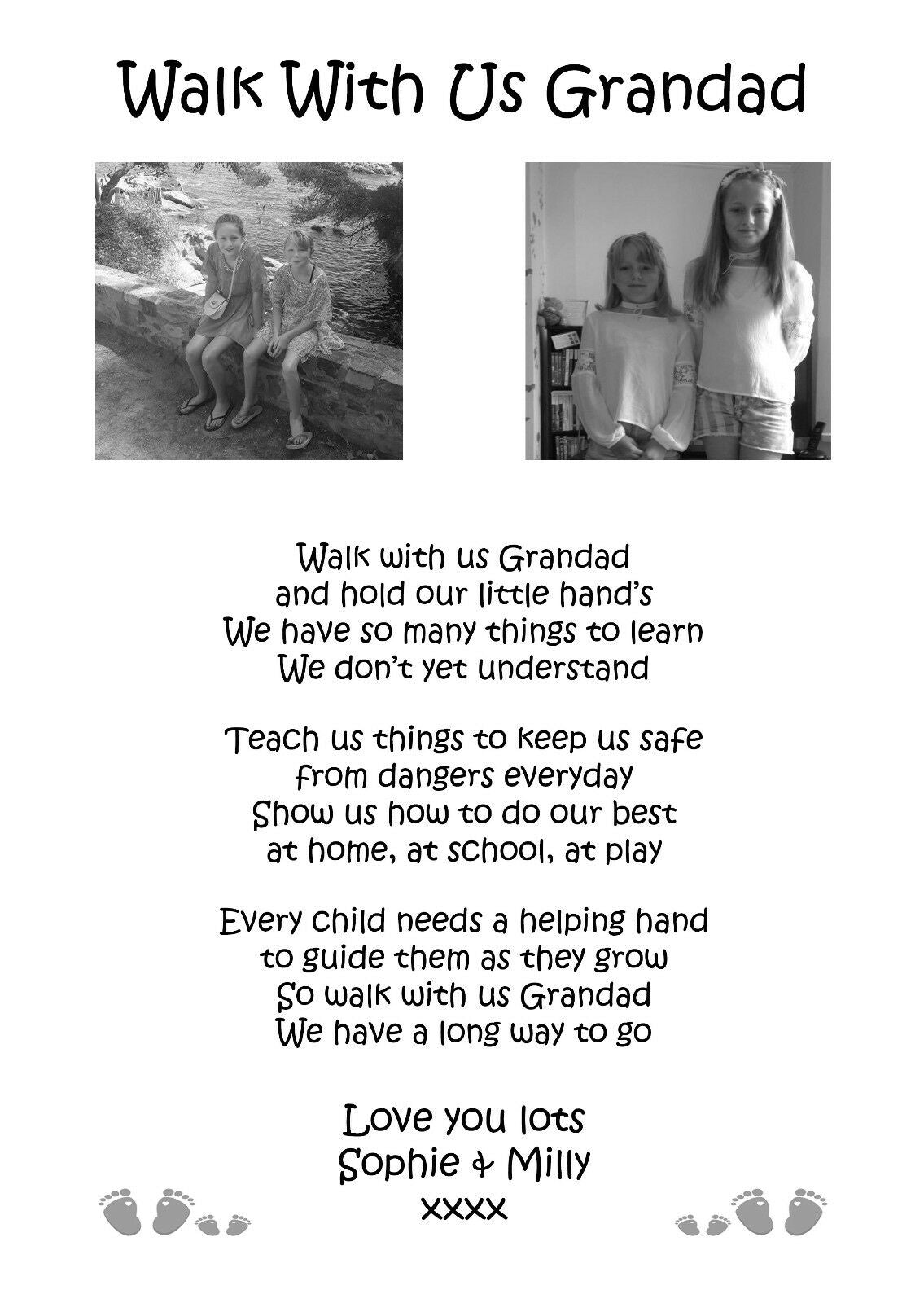 Personalised Walk With Us Grandad Print