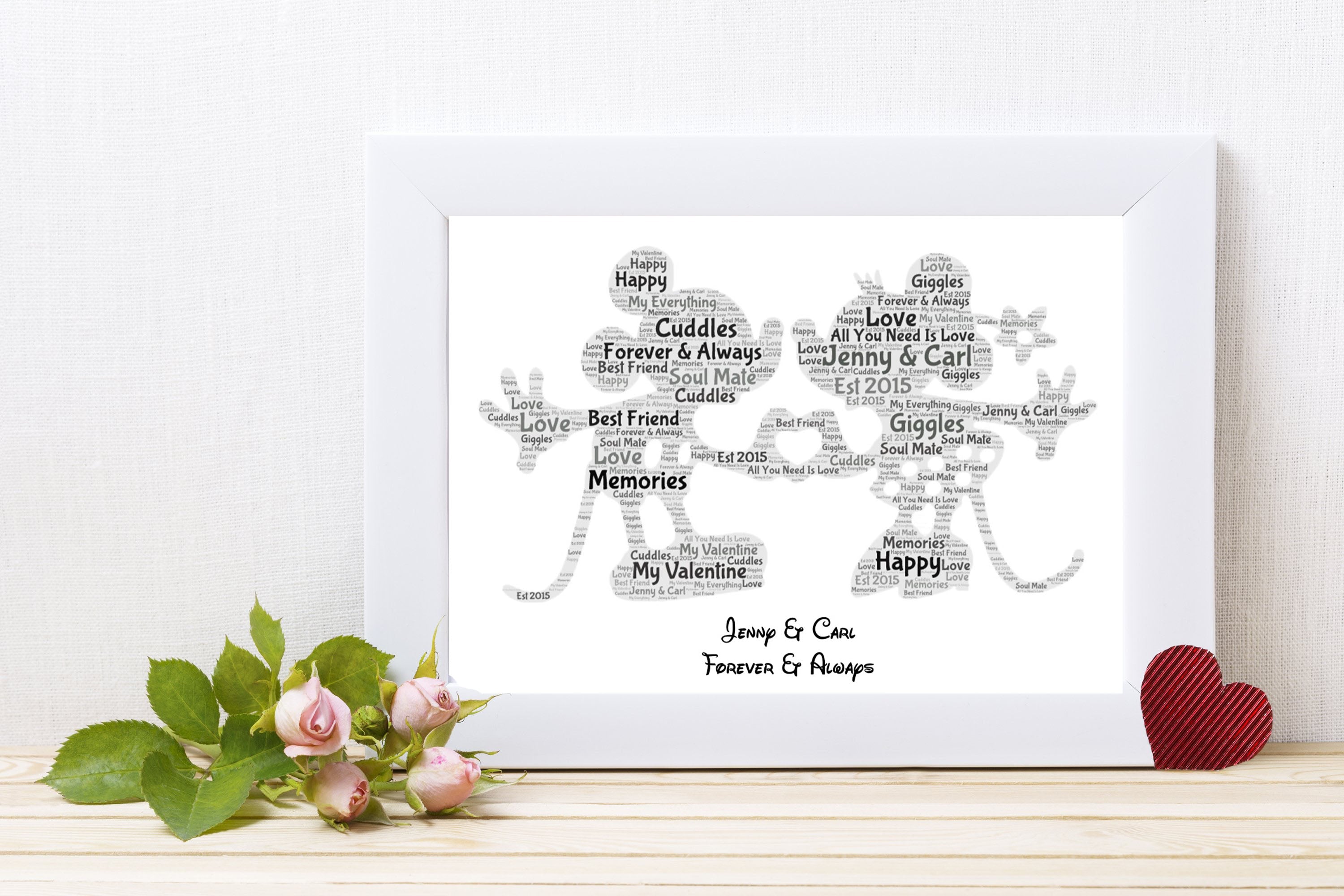 Personalised Mickey & Minni Word Art Print