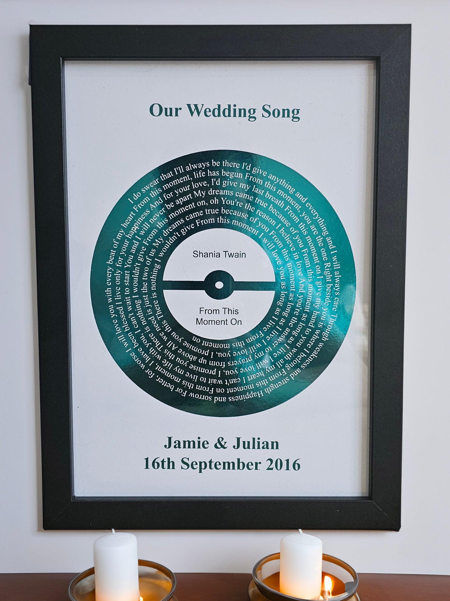 Personalised Record Style Song Lyric Print