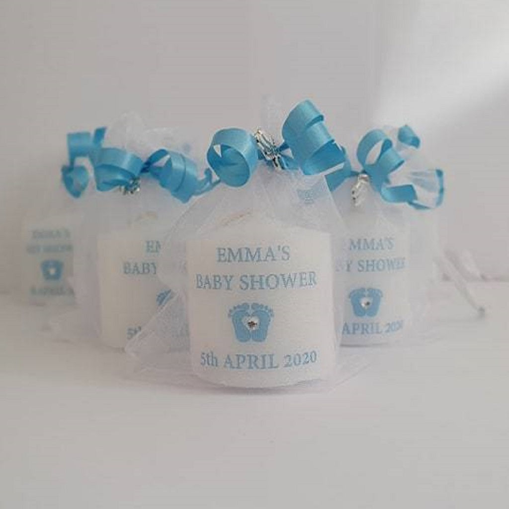 Personalised Set Of 10 Blue Baby Shower Candles