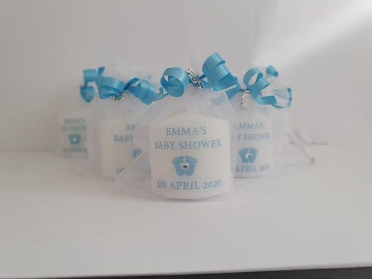 Personalised Set Of 10 Blue Baby Shower Candles