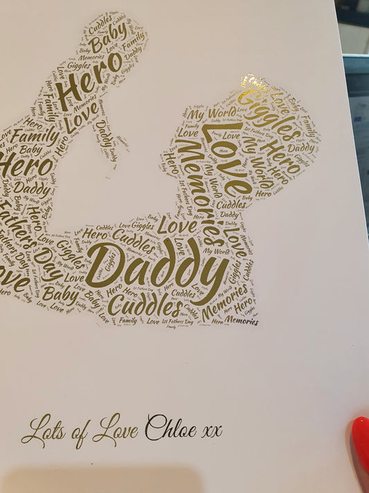 Personalised Dad & Baby Foiled World Art Selection