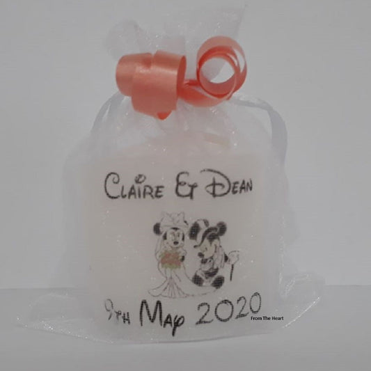Set Of 10 Personalised Bride & Groom Mickey & Minnie Mouse Wedding Favours