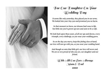 Personalised A4 For Our Daughter On Your Wedding Day Print