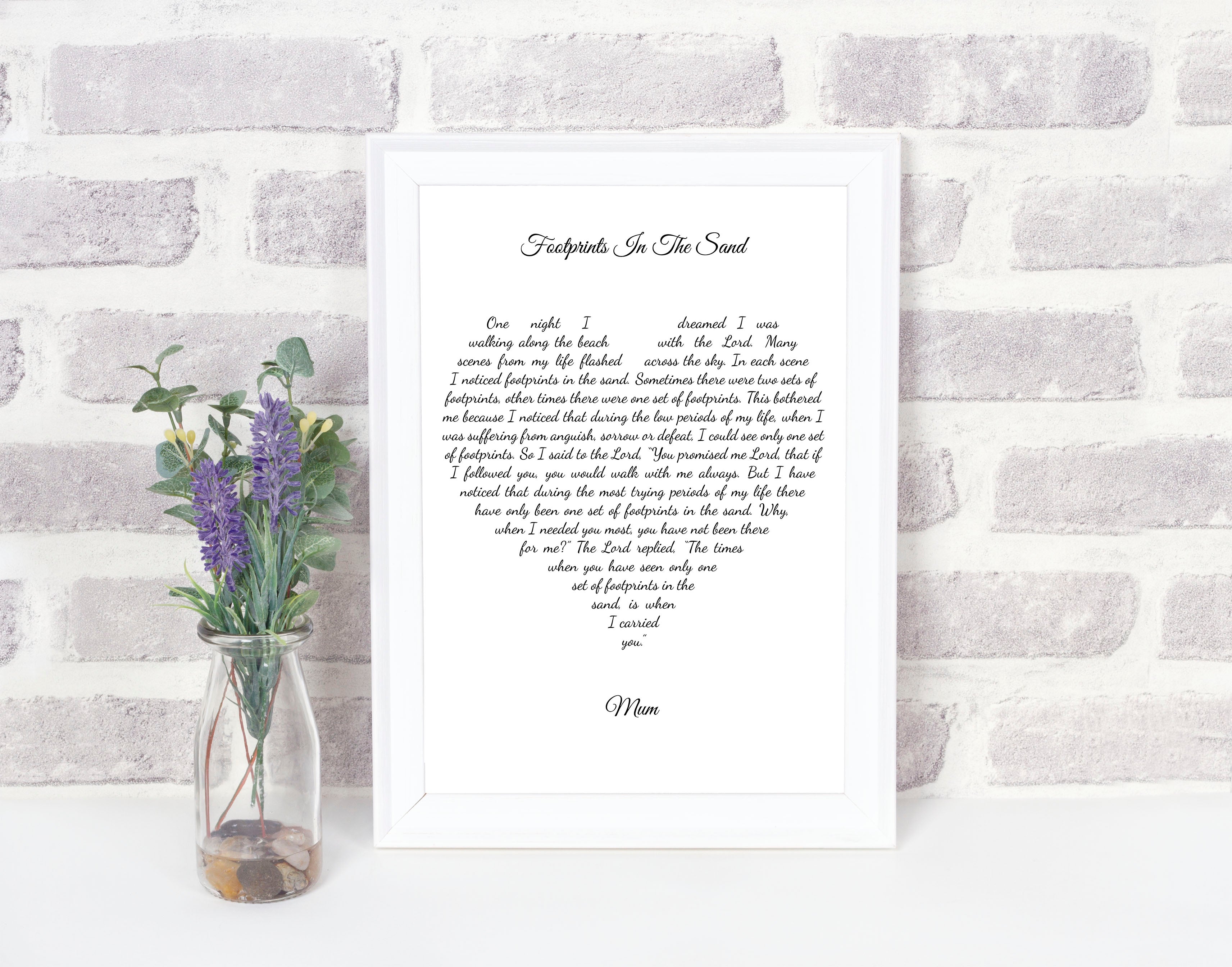 Personalised Footprints In The Sand Foiled Poem