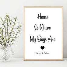 Home Is Where My Boys Are Personalised Foil Print
