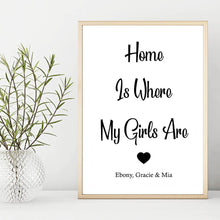 Home Is Where My Girls Are Personalised Foil Print
