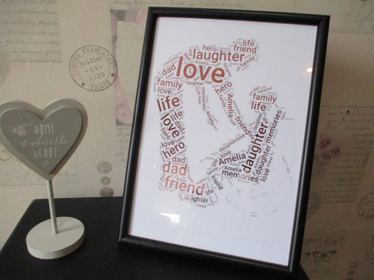 Father And Daughter in wheel chair Foiled Word Art Print