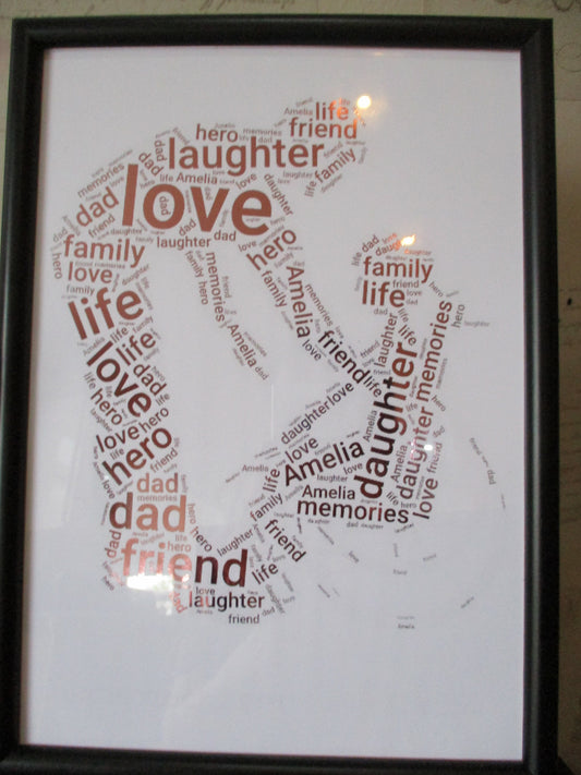 Father And Daughter in wheel chair Foiled Word Art Print