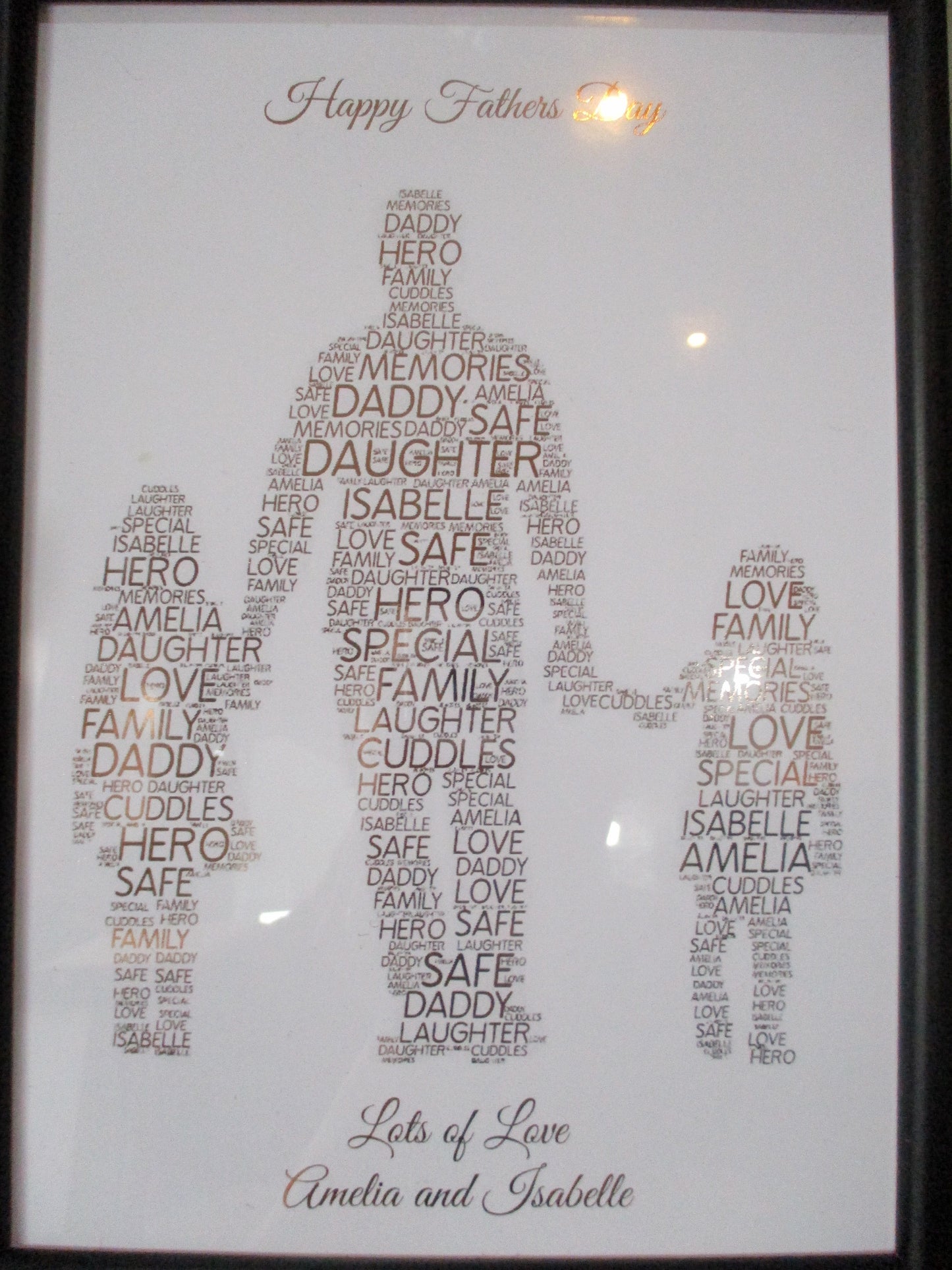 Dad With 2 Daughters Foiled Word Art Print