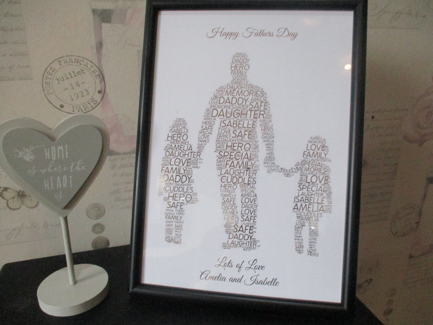 Dad With 2 Daughters Foiled Word Art Print