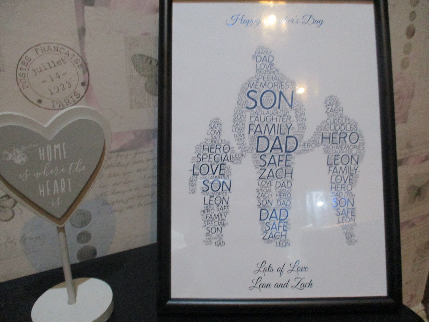 Dad And 2 Sons Personalised Foiled Word Art Print