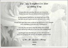 Mum To Daughter Personalised Wedding Day Poem