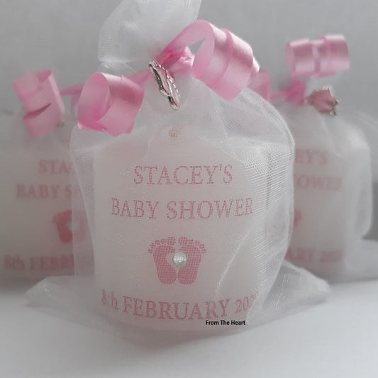 Personalised Set Of 10 Pink Baby Shower Candles