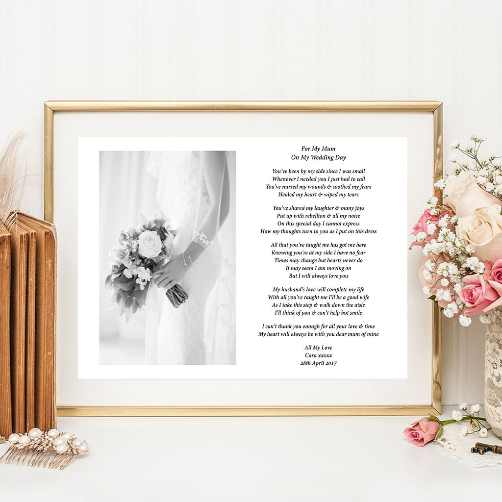 "For My Mum On My Wedding Day" A4 Personalised Print