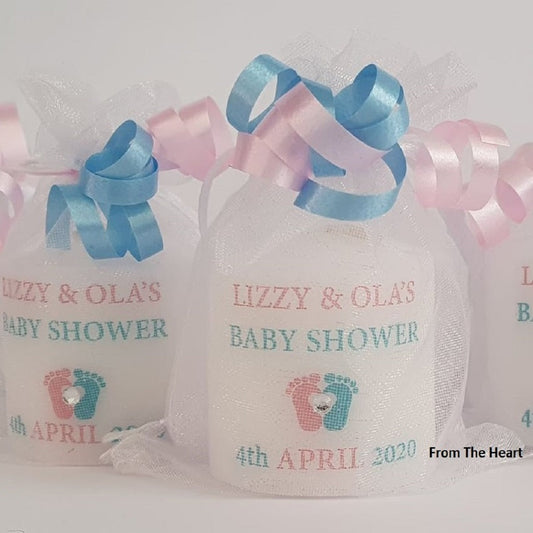 Personalised Set Of 10 Pink & Blue Baby Shower Gender Reveal Candles