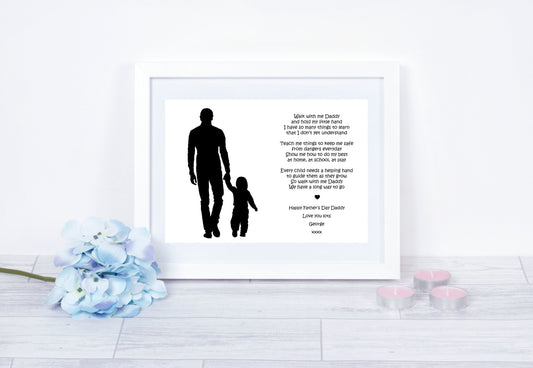 Walk With Me Poem Dad & Little Boy Foil Print