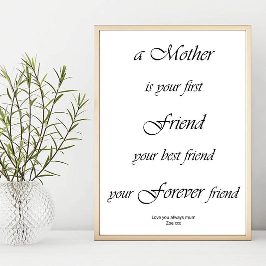A Mother Is Your Best Friend Personalised Foiled Print
