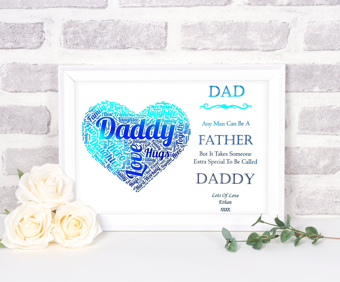 Anyone Can Be A Father Heart Word Art Foil Print