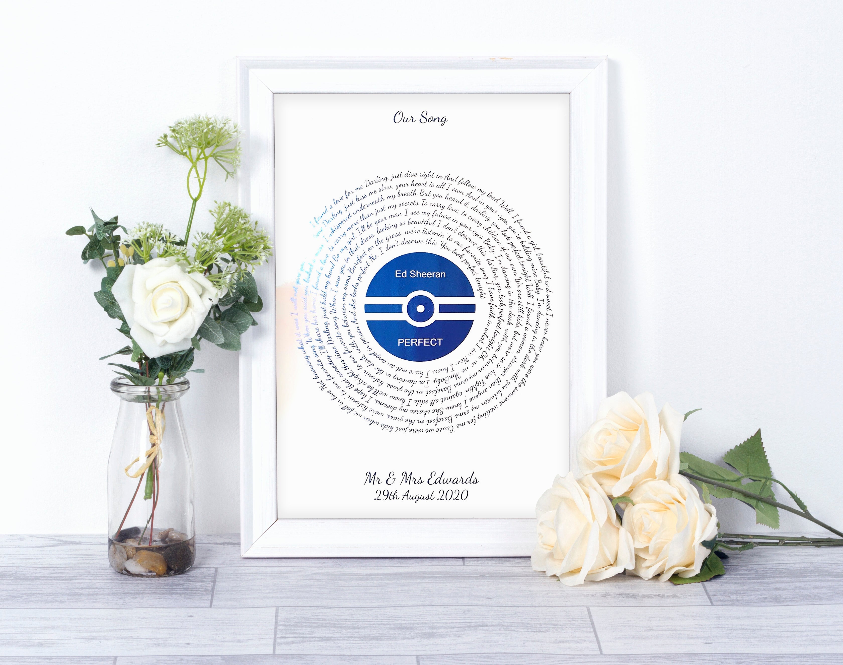 Blue Record Style Foiled Print