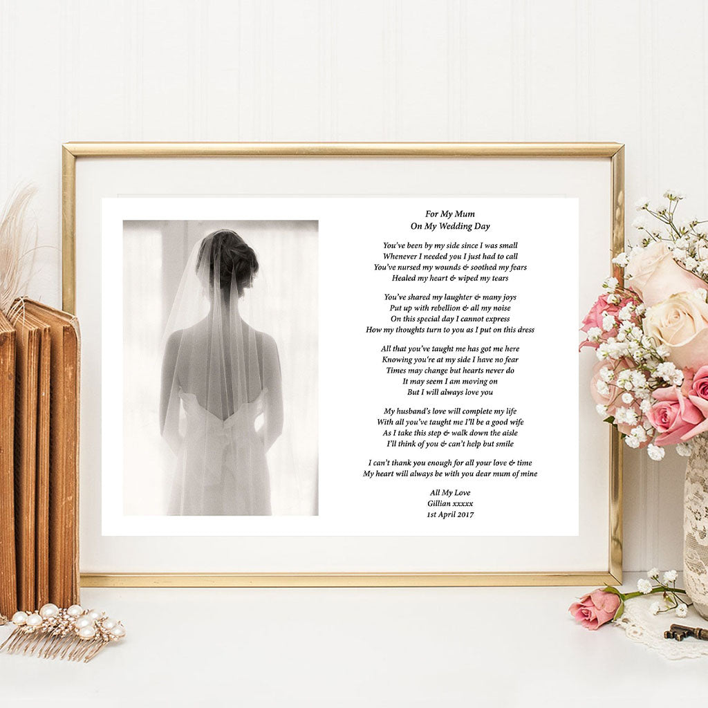 A4 "For My Mum On My Wedding Day" Personalised Print