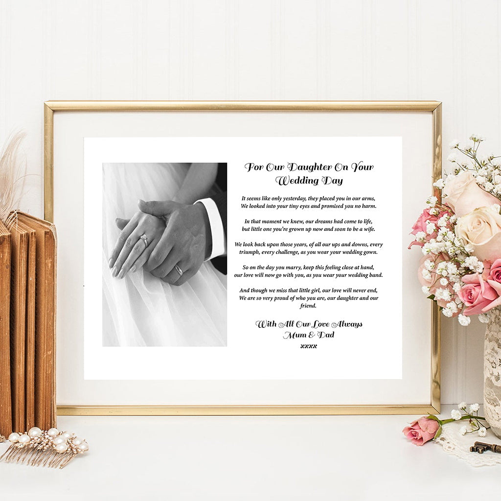 Personalised "For Our Daughter On your Wedding Day" Photo Print