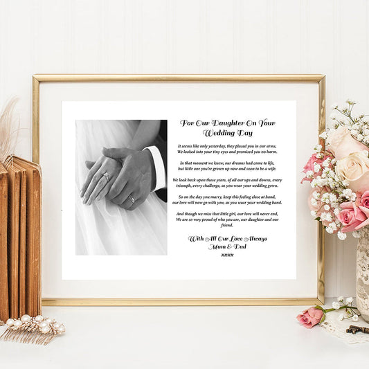 Personalised "For Our Daughter On your Wedding Day" Photo Print