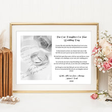 Personalised A4 For Our Daughter On Your Wedding Day Print
