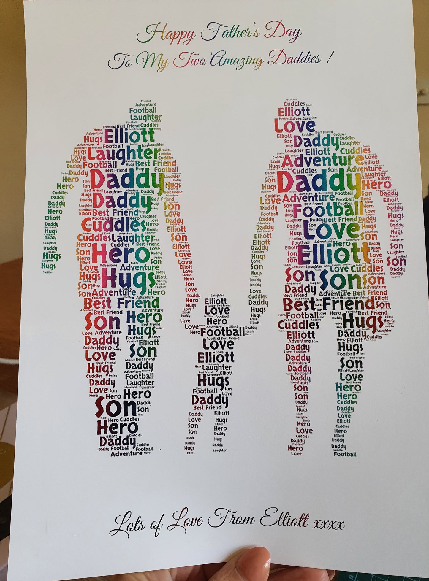 Two Dads Personalised Foiled Word Art Print