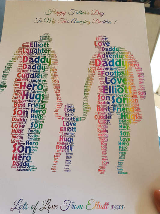 Two Dads Personalised Foiled Word Art Print