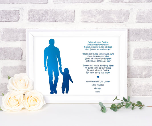 Walk With Me Poem Dad & Little Boy Foil Print