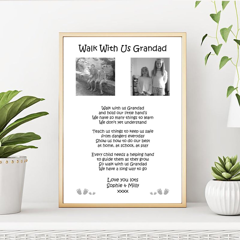 Personalised Walk With Us Grandad Print